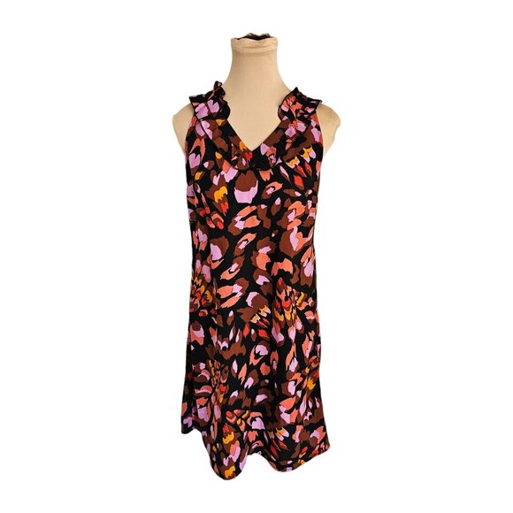 Cabi Brown Purple Pink Ruffle Mini Dress Sz XS - Picture 2 of 9